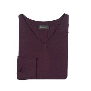Formenti Mens Maroon Extrafine Merino Wool Silk V Neck Sweater Size XL 4897